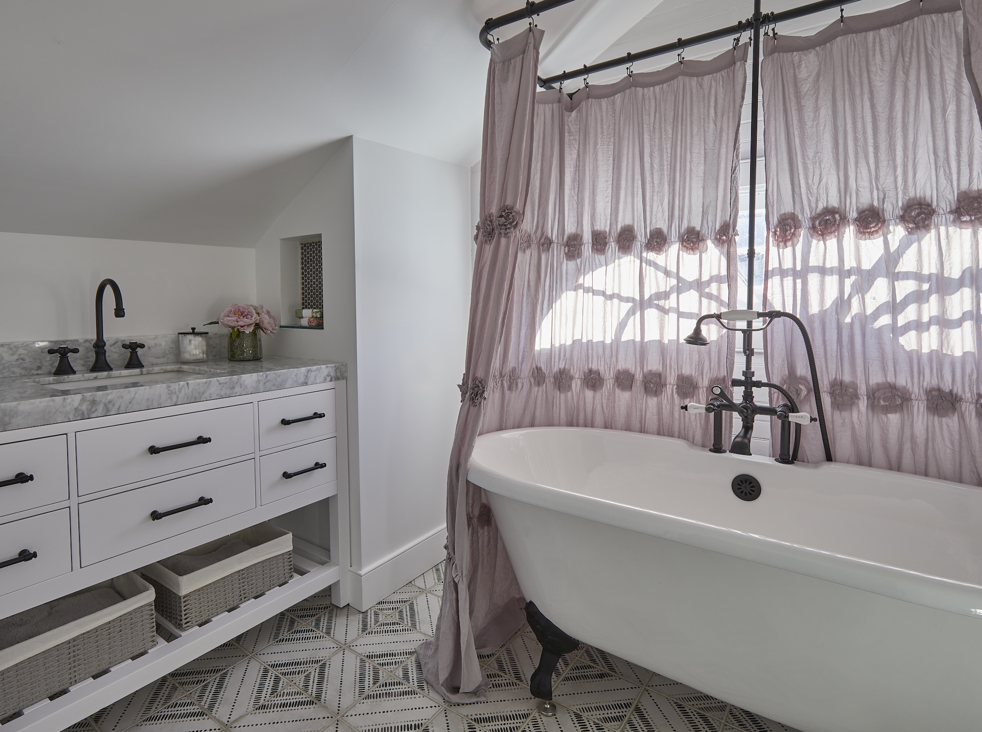 Architexture Group Bathroom Design Purple Shower Curtain