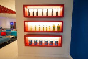 Backlit Display Of Bottles And Cans
