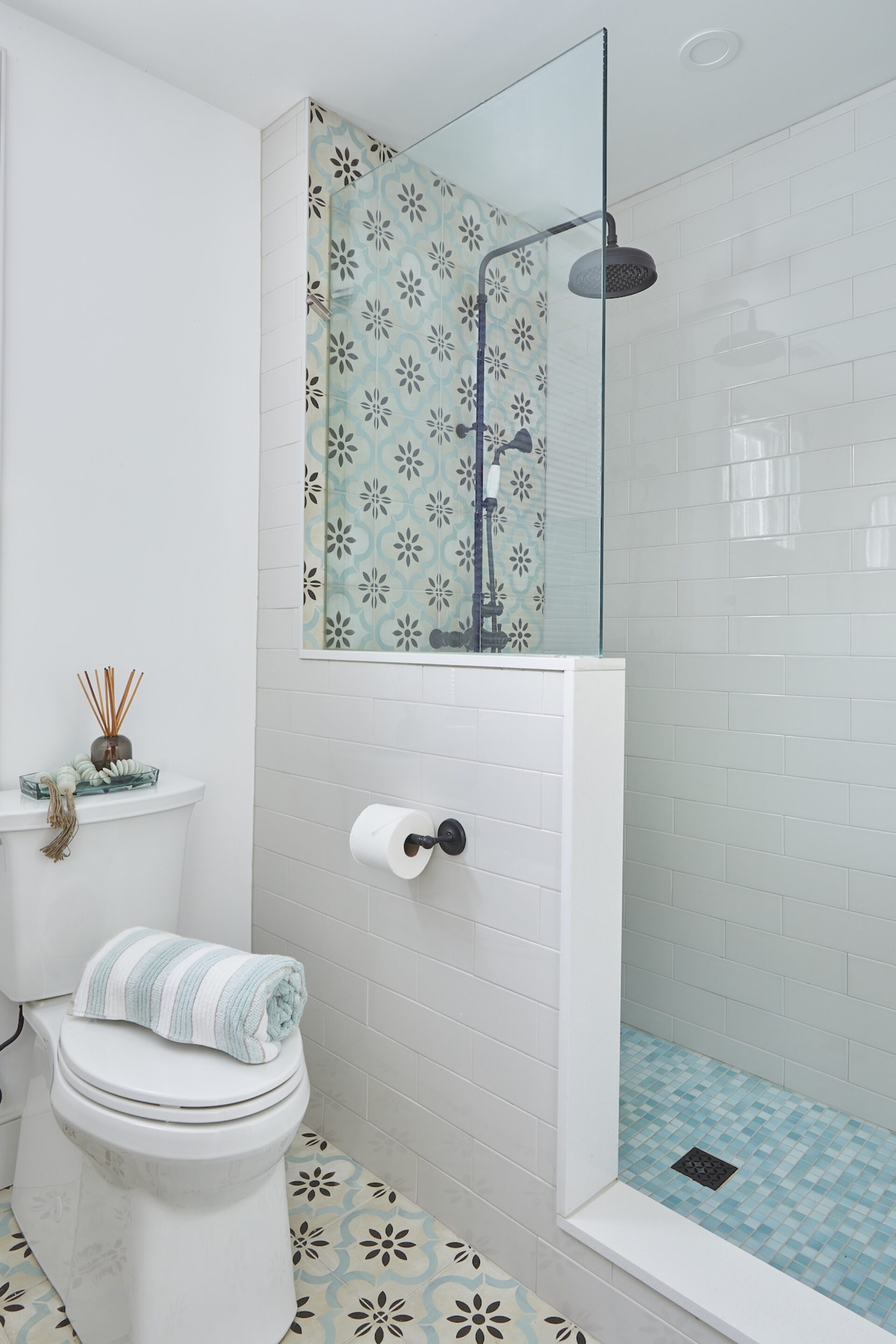 Bathroom Design Blue Tile Shower