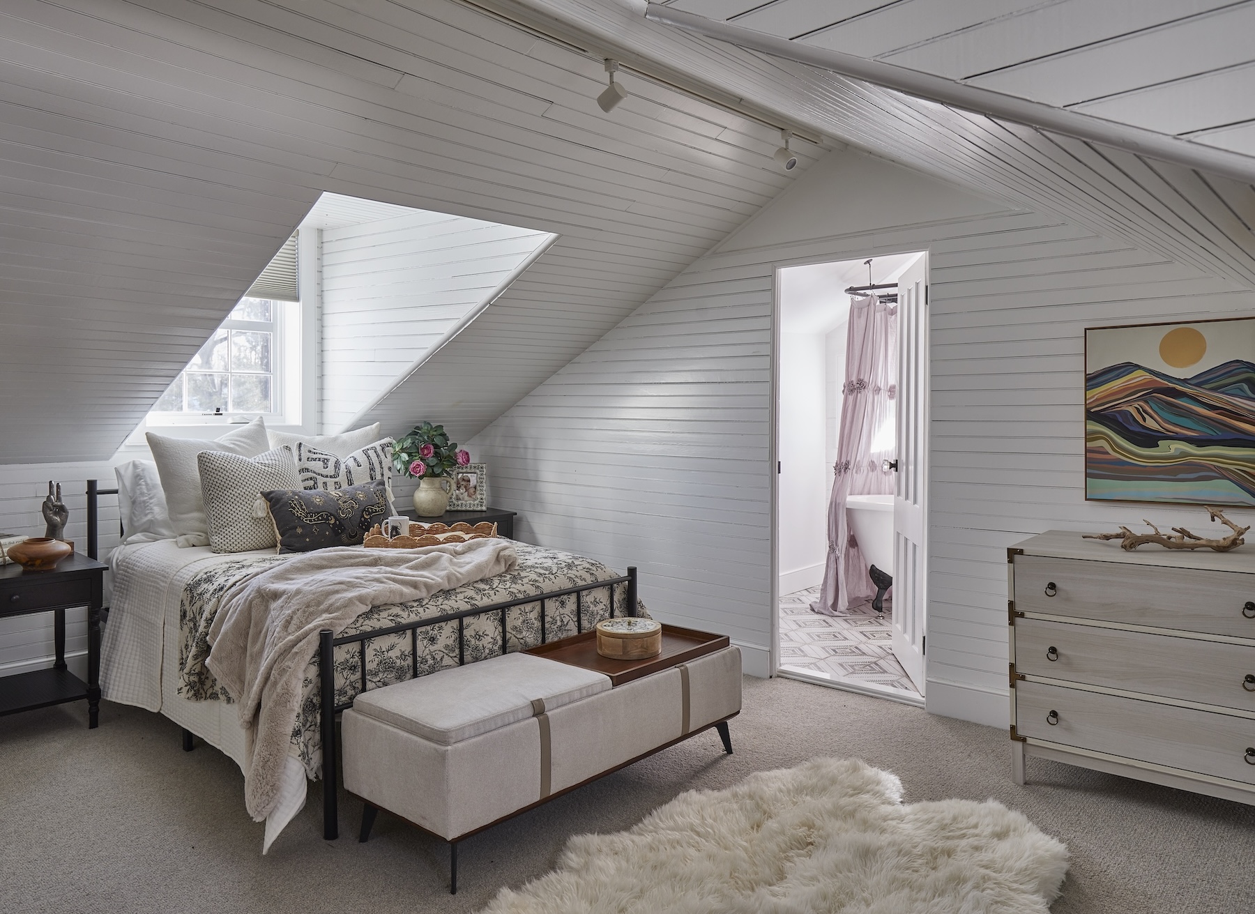 Bedroom Design White Wood Paneling