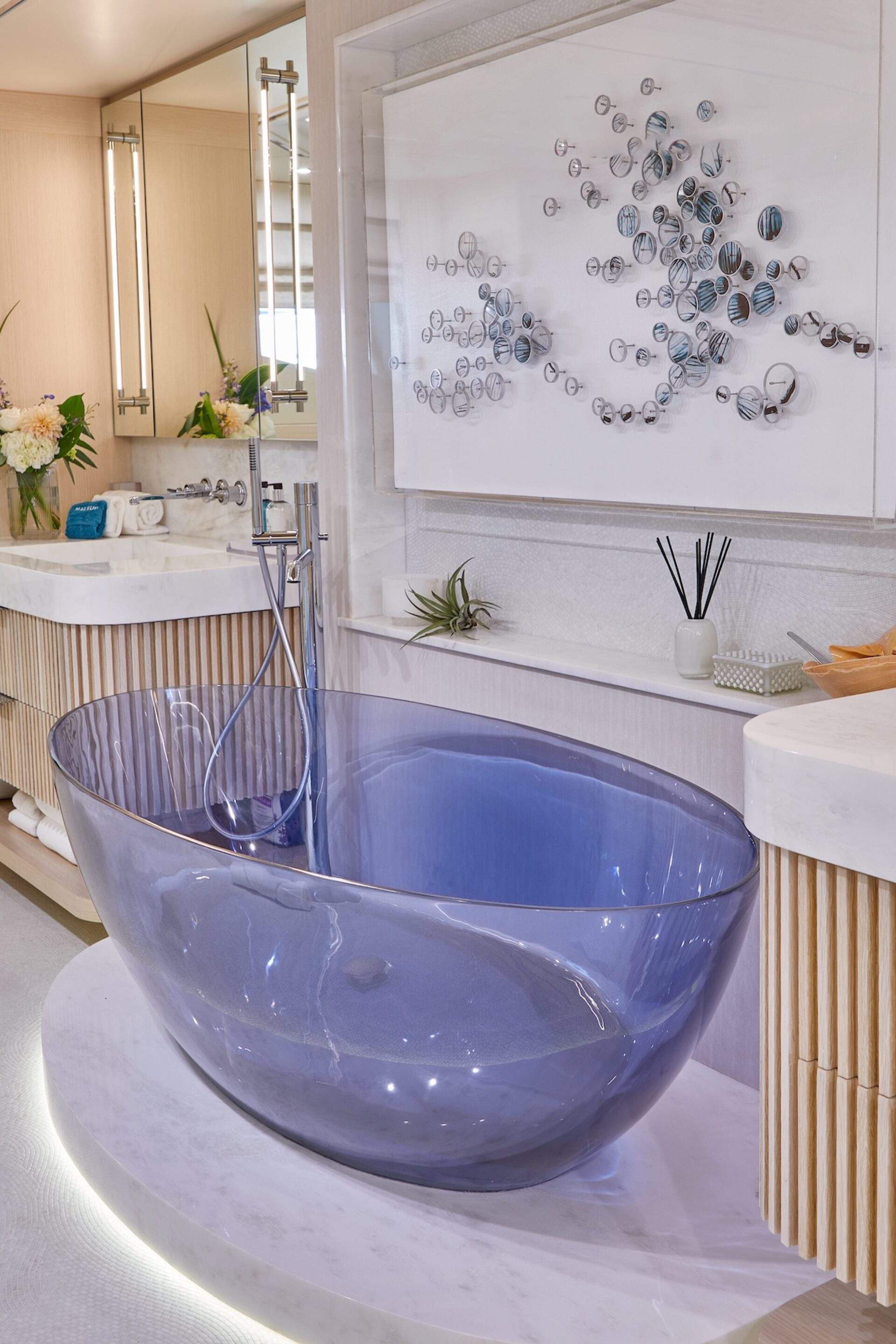 Blue Glass Bathtub Design Yacht Interior Design