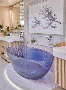 Blue Glass Bathtub Design Yacht Interior Design
