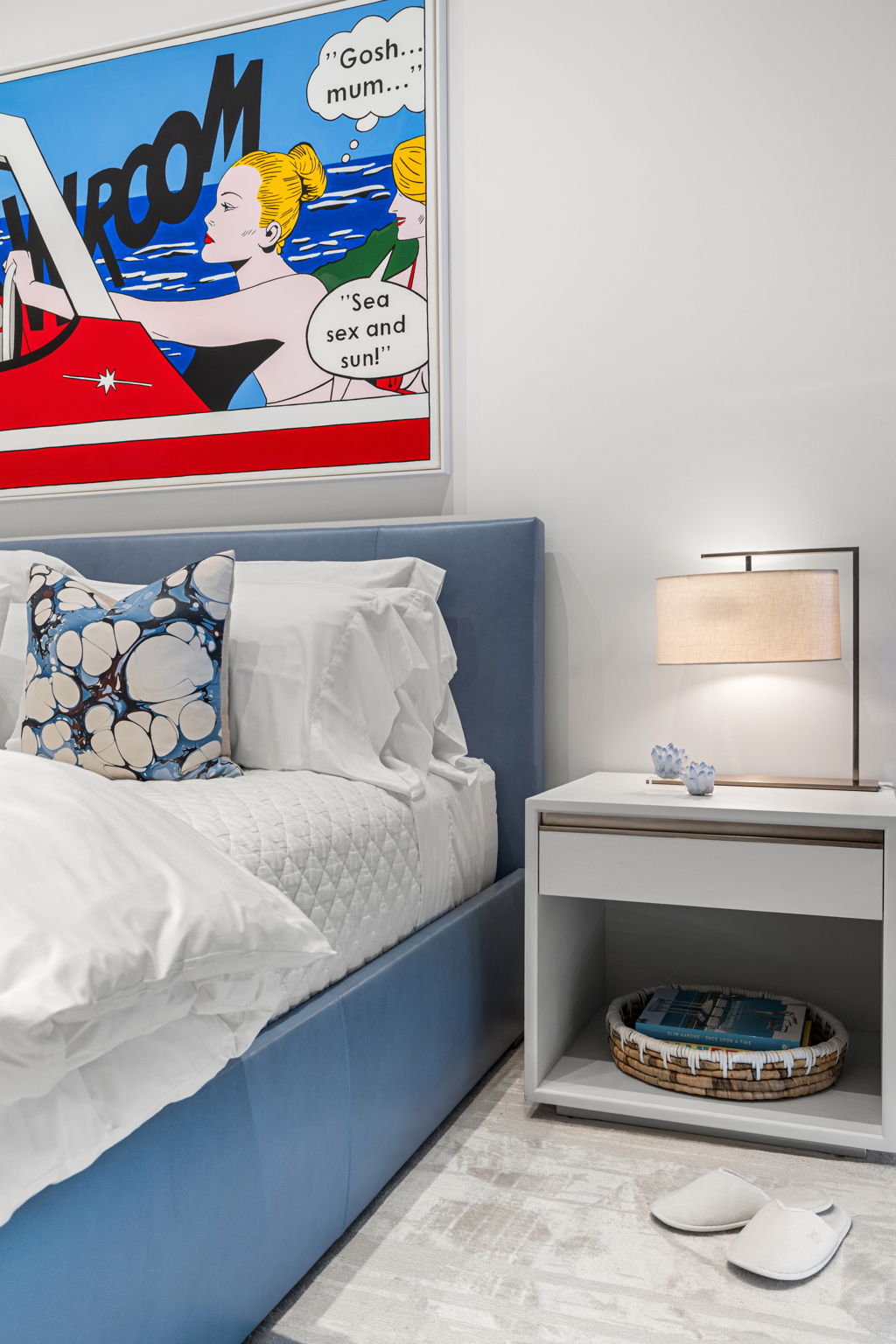 Cartoon Style Artwork Over Bed