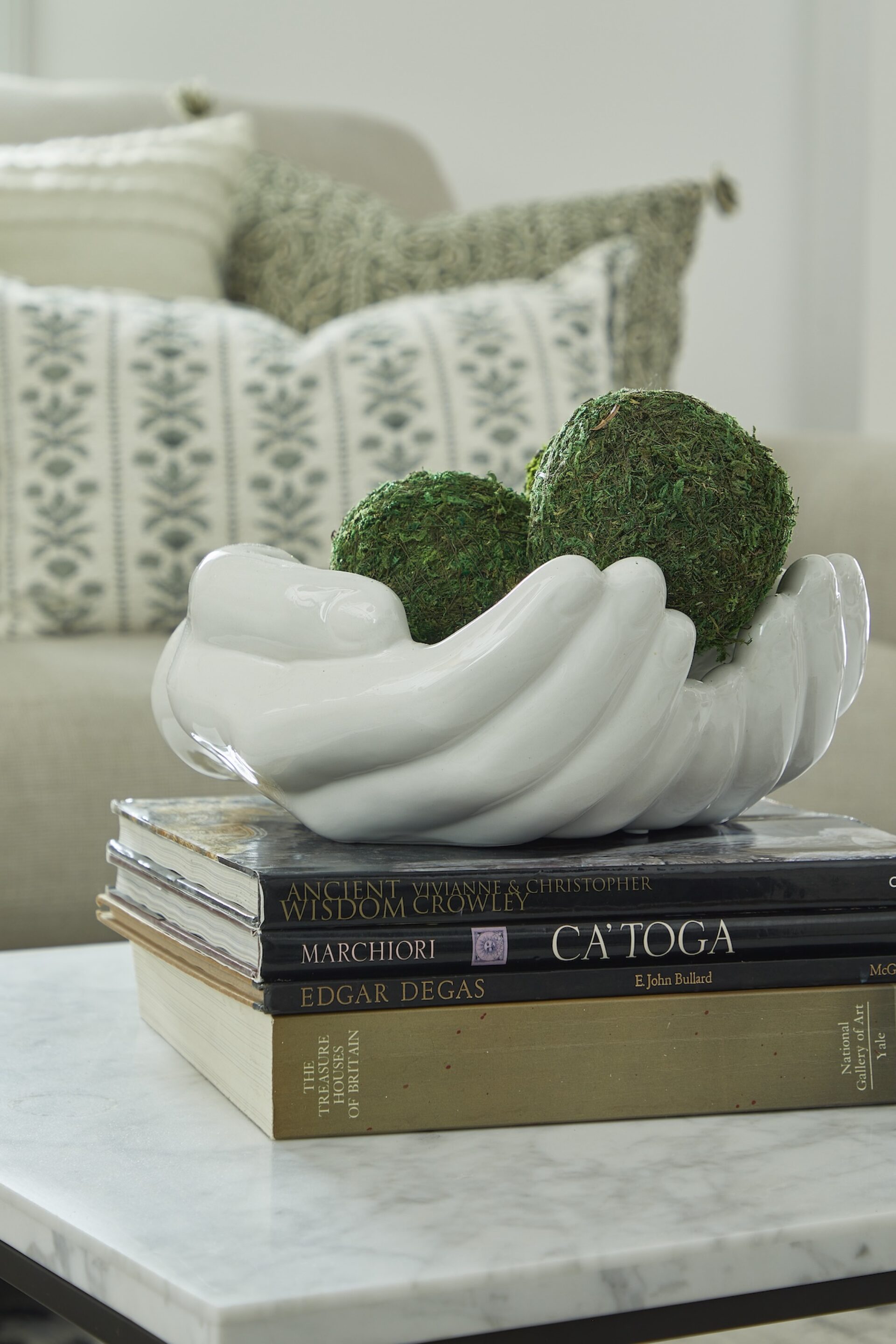 Ceramic White Hands Holding Green Balls