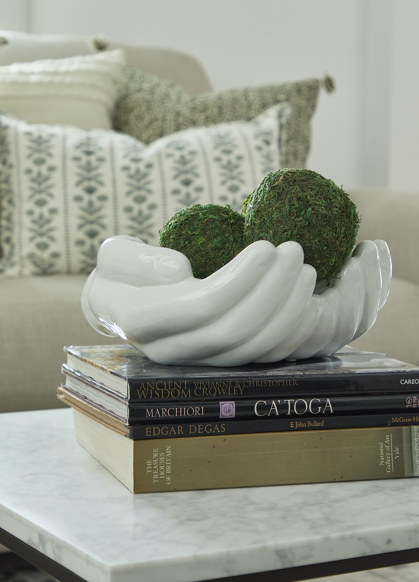 Ceramic White Hands Holding Green Balls