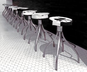 Cowhide Stools With Stainless Steel Legs