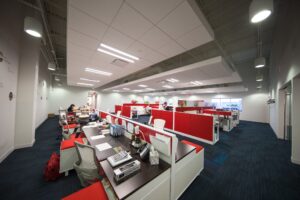 Coworking Space Design Red Black White