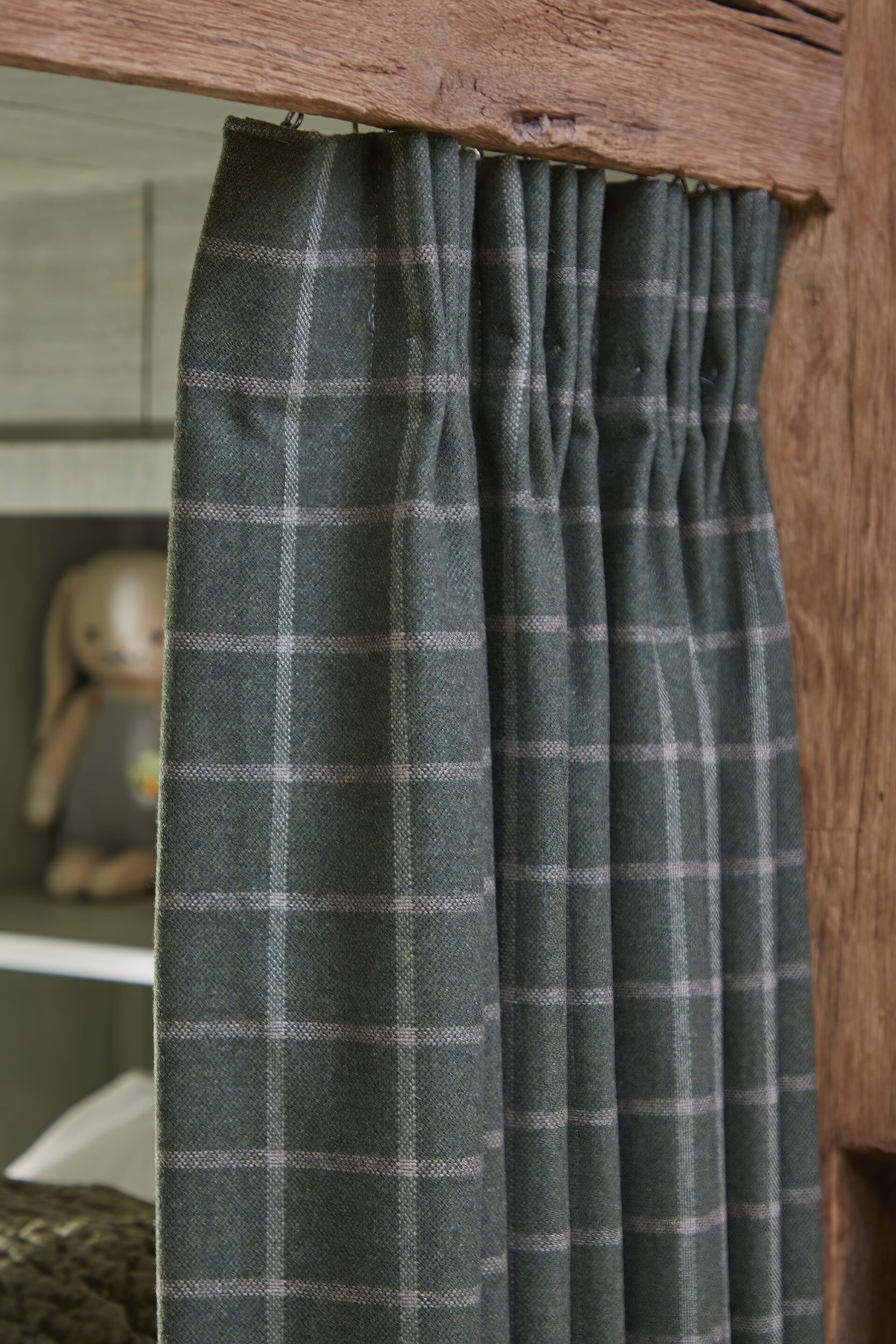 Curtain On Kids Bunk Bed Plaid