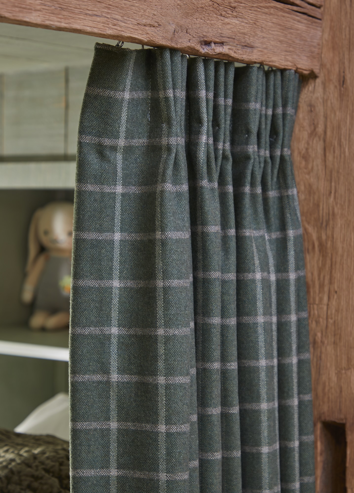Curtain On Kids Bunk Bed Plaid