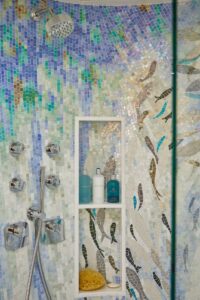 Custom Fish Tile Design In Shower