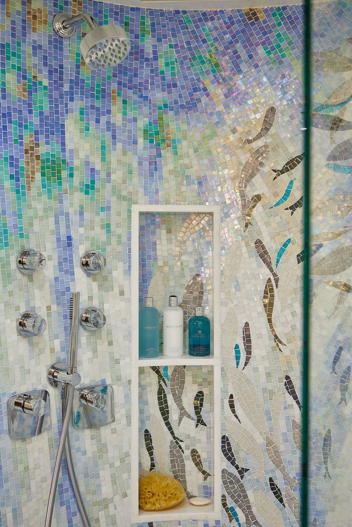 Custom Fish Tile Design In Shower