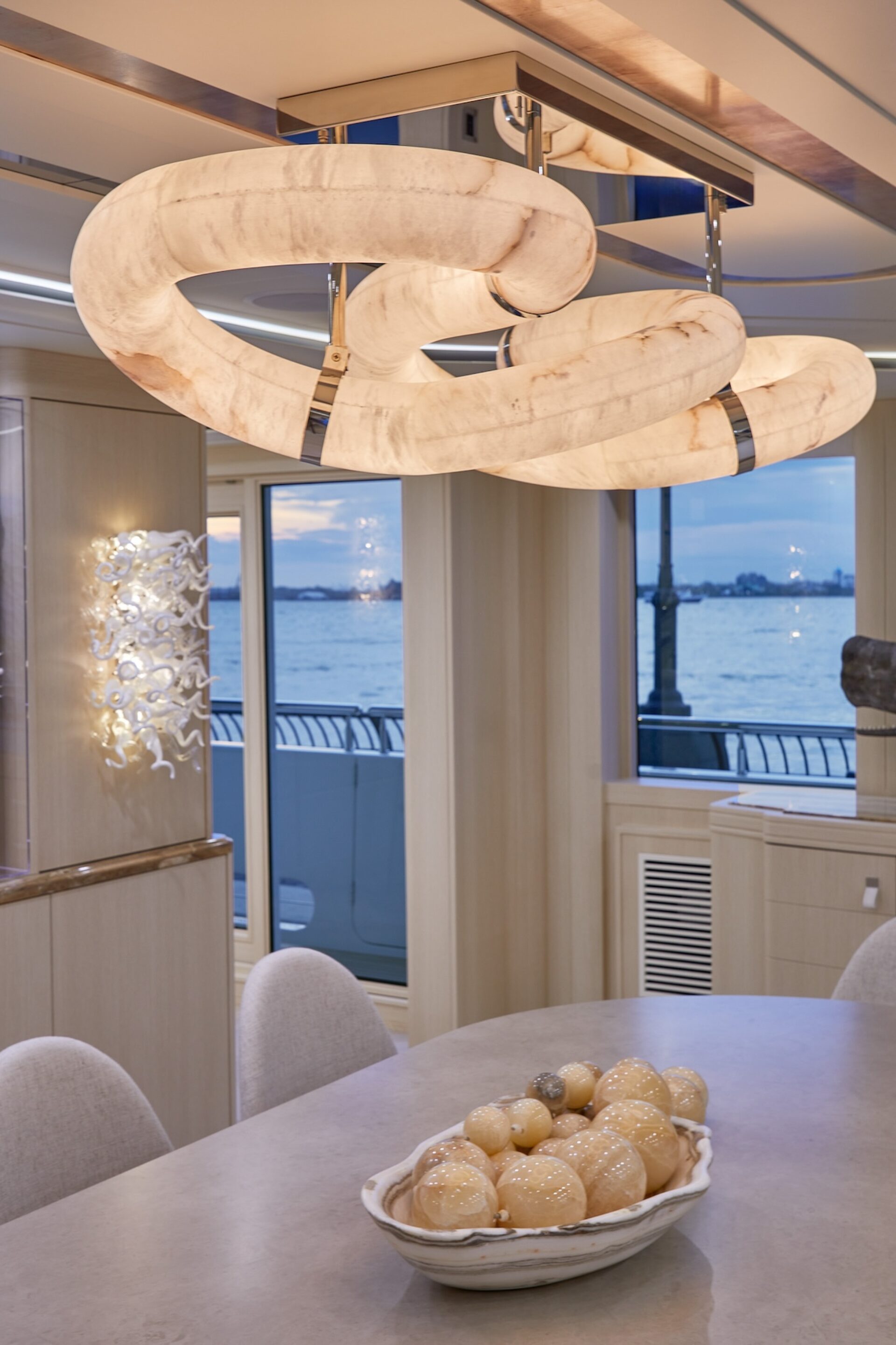 Dining Table Chandelier On Yacht