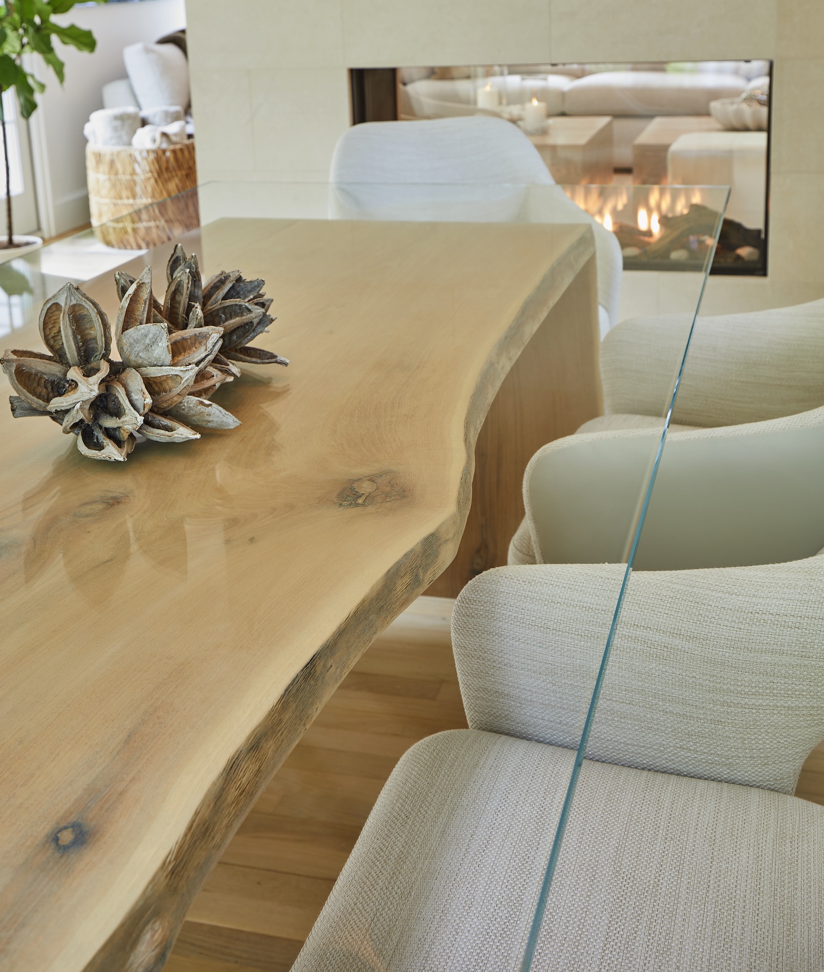 Live Edge Wood Dining Room Table Detail
