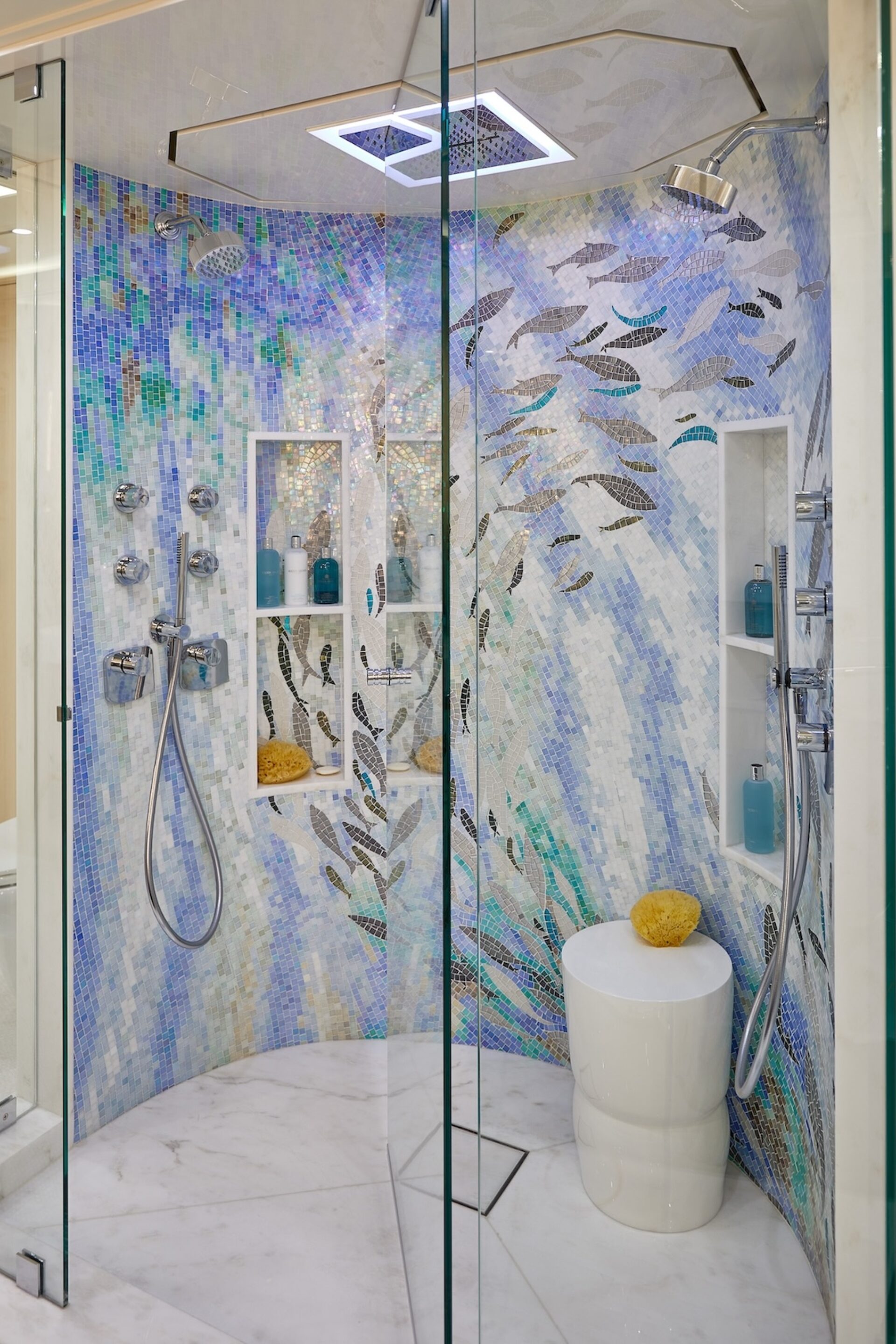 Shower With Custom Fish Tile Design