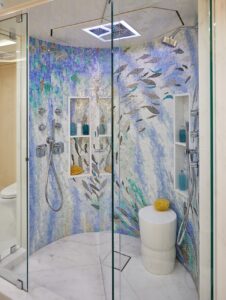 Shower With Custom Fish Tile Design