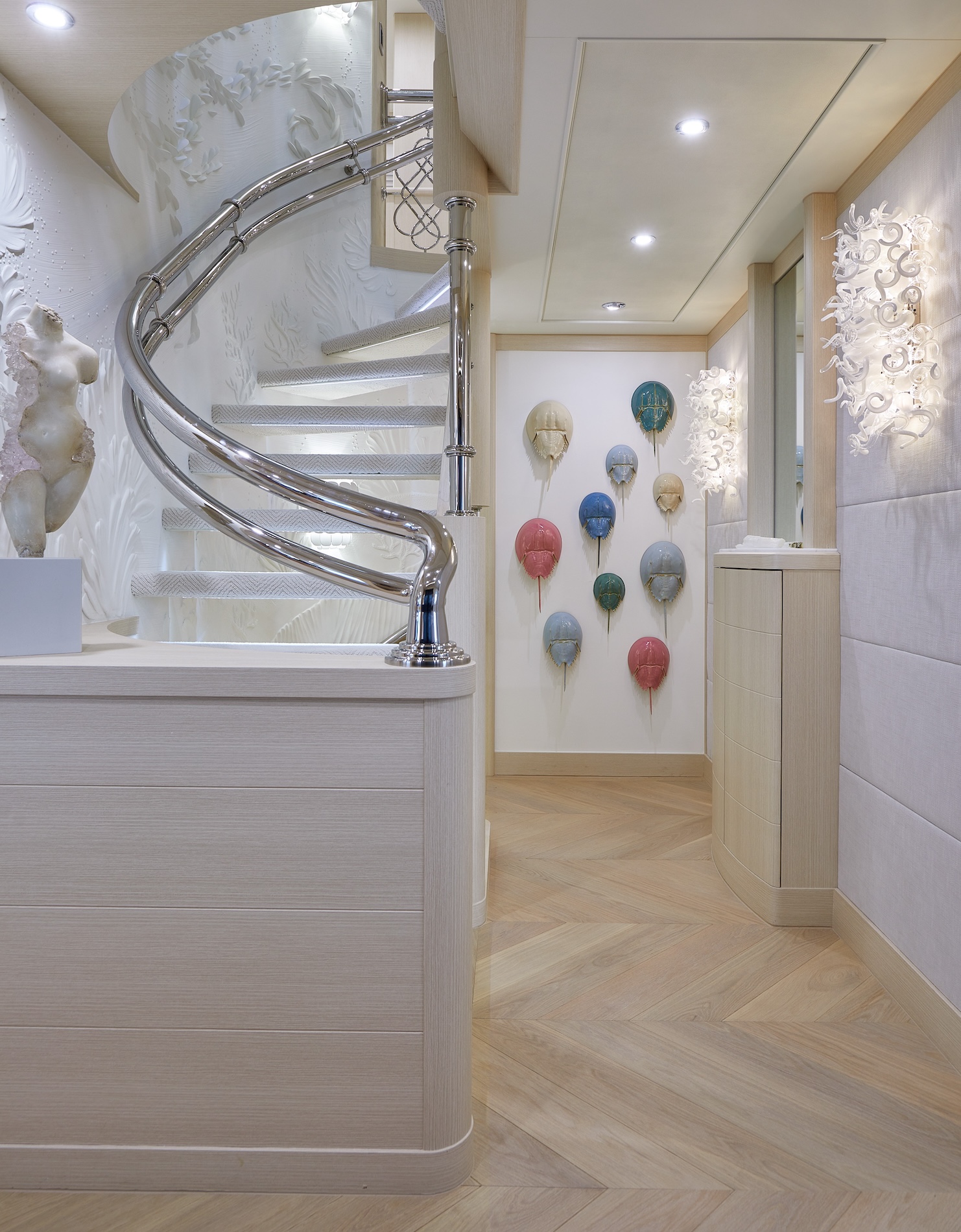 Staircase Design With Stainless Banister Yacht