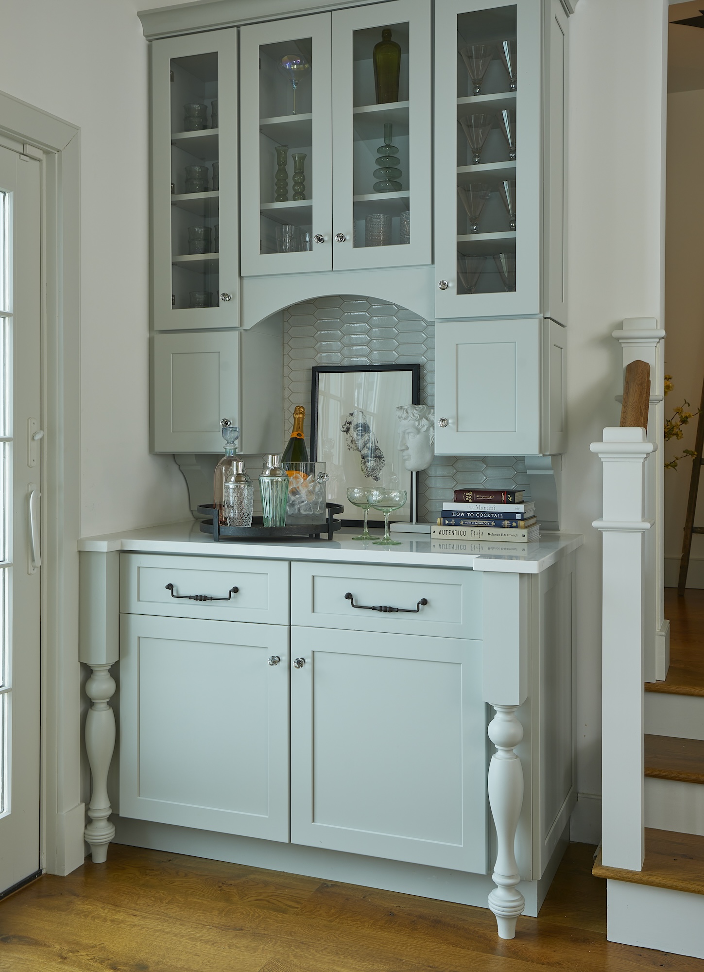 Teal Bar Glass Storage Design Ridgefield Ct