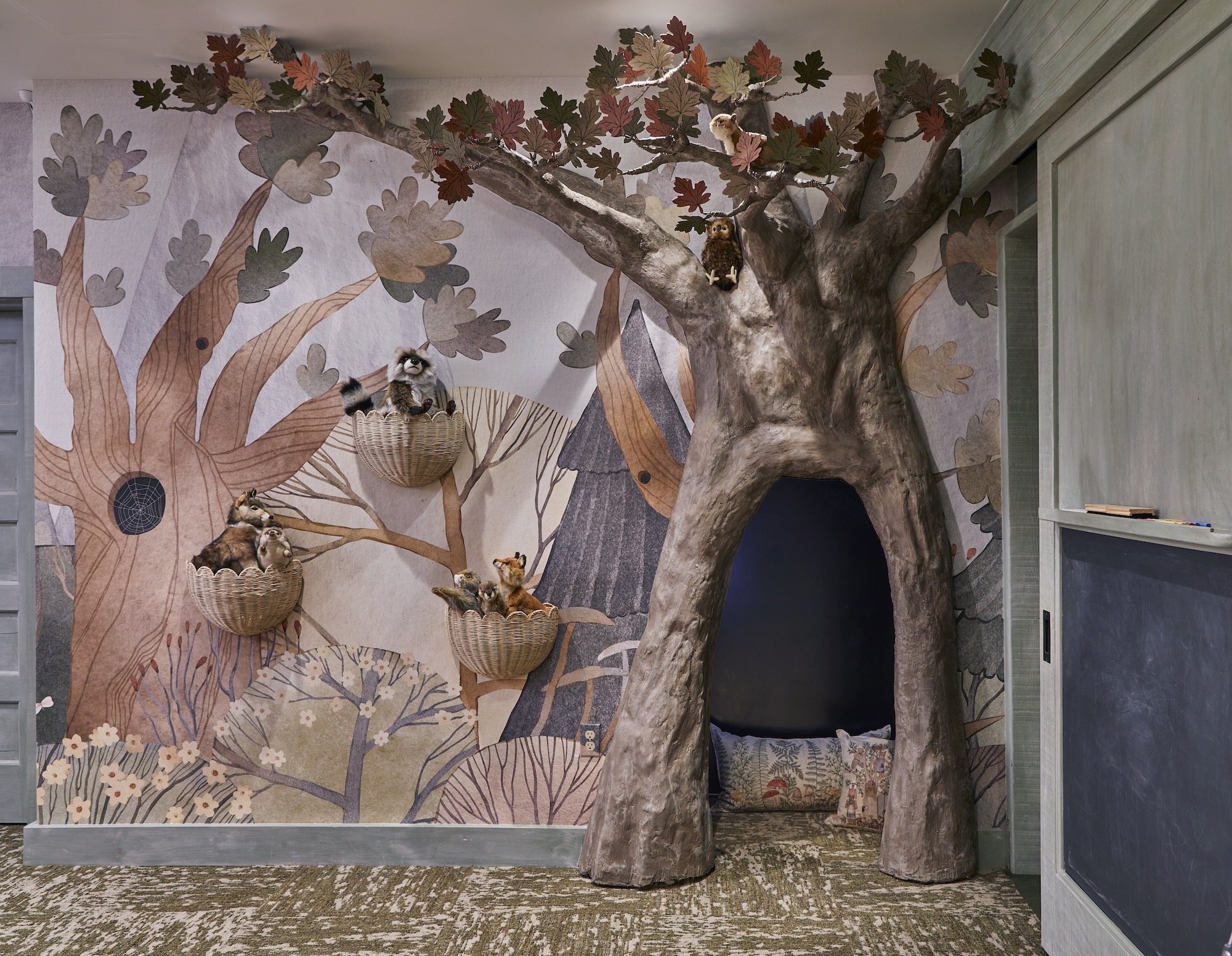 Tree Trunk In Playroom Custom Kids Playroom Design