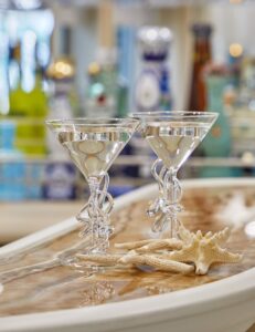 Two Martini Glasses With Octopus Tentacle Stems