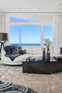 White Modern Sofa Black Coffee Table