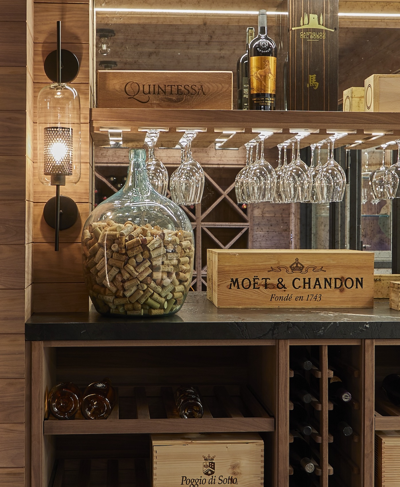 Wine Corks In Glass Jug Wine Cellar